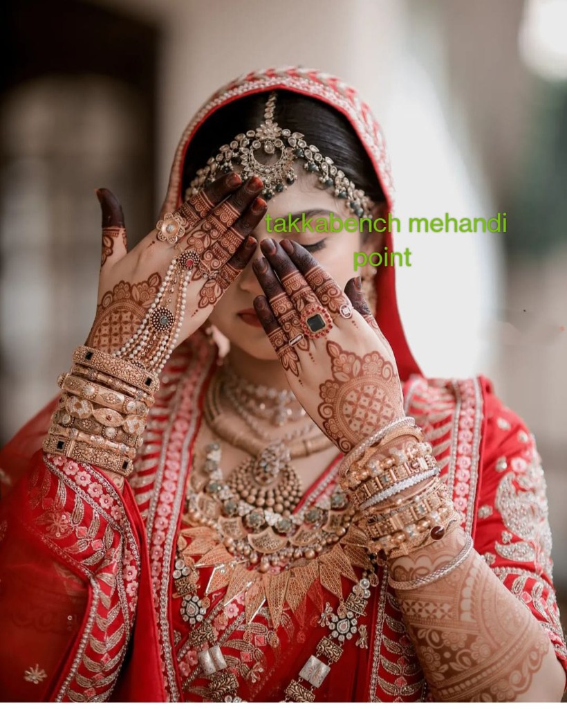 Bridal mehandi Shimla — haath phool and palm designs Takka Bench